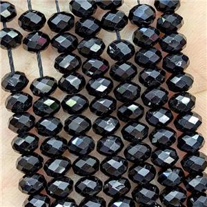 Natural Black Spinel Beads Faceted Rondelle, approx 6mm