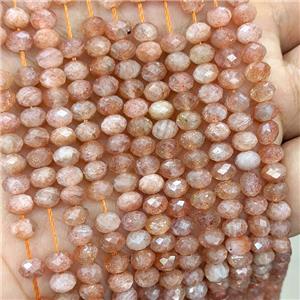 Natural Golden Spot Sunstone Beads Orange Faceted Rondelle, approx 5mm