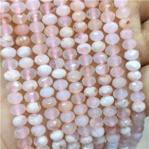 Natural Cherry Sakura Agate Beads Pink Faceted Rondelle, approx 6mm