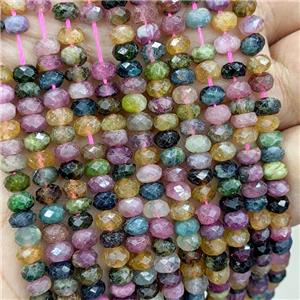 Natural Multicolor Tourmaline Beads Faceted Rondelle, approx 5mm