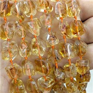 Natural Citrine Nugget Beads Freeform Golden, approx 8-15mm