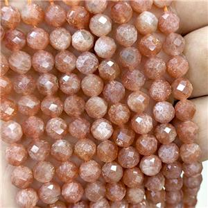 Natural Golden Spot Orange Sunstone Beads A-Grade, approx 6.6mm