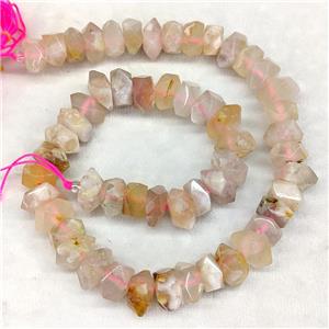 Natural Pink Sakura Agate Beads Cherry Faceted Square, approx 12mm