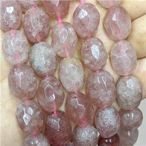 Natural Pink Strawberry Quartz Nugget Beads Faceted Freeform, approx 12-16mm