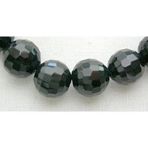 handmade 96 faceted round Glass Beads, jet, 18mm dia, 18pcs per st