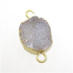 natural color Druzy Agate connector, gold plated, approx 10-13mm