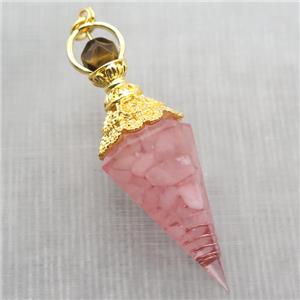 Rose Quartz chips pendulum pendant, approx 6-60mm