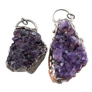 Amethyst Durzy pendant, freeform, antique red, approx 35-60mm