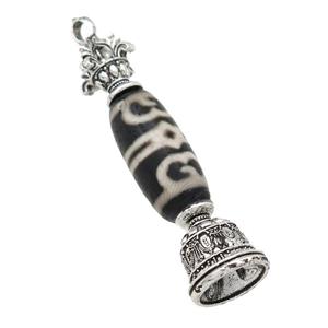 tibetan style Agate pendant, antique silver, approx 12-55mm