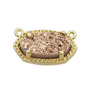 Quartz Druzy Oval Pendant Gold Plated, approx 10-18mm