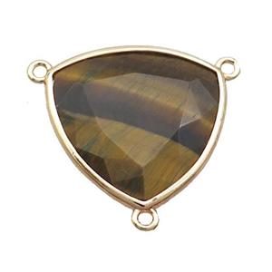 Tiger Eye Stone Triangle Pendant 3loops Gold Plated, approx 25mm