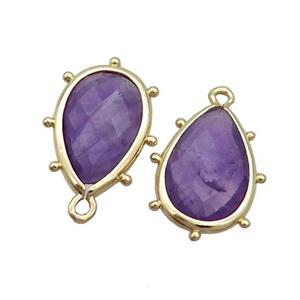 Natural Purple Amethyst Teardrop Pendant Gold Plated, approx 10-18mm