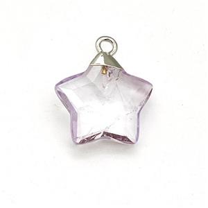 Natural Amethyst Star Pendant Lt.purple, approx 14mm