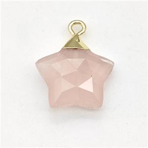 Natural Pink Rose Quartz Star Pendant, approx 14mm