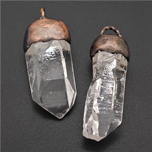 Natural Clear Crystal Quartz Sitck Pendant Antique Red, approx 12-38mm