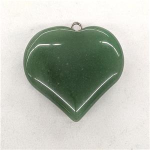 Natural Green Aventurine Heart Pendant, approx 40mm