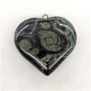 Natural Kambaba Jasper Heart Pendant Green, approx 40mm