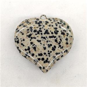 Natural Dalmatian Jasper Heart Pendant, approx 40mm