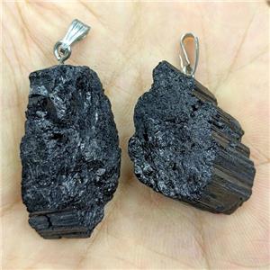 Natural Black Tourmaline Nugget Pendant Freeform, approx 15-30mm