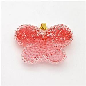 Resin Druzy Butterfly Pendant Red, approx 25-30mm