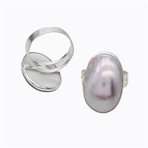 Mabe Shell Rings Copper Platinum Plated, approx 20-28mm, 18mm dia