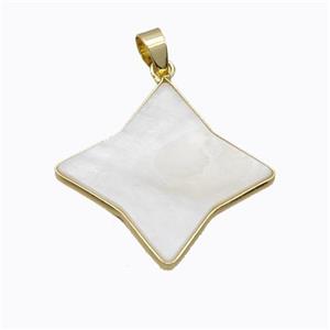 White Freshwater Shell Star Pendant Gold Plated, approx 28mm