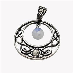 Alloy GoGo Pendant Pave Opalite Antique Silver, approx 8mm, 30mm