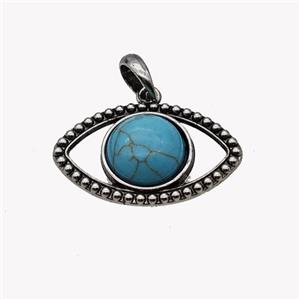 Alloy Eye Pendant Pave Blue Howlite Antique Silver, approx 16mm, 22-35mm