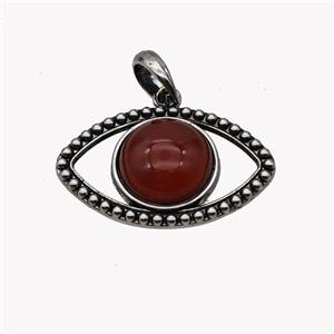 Alloy Eye Pendant Pave Red Agate Antique Silver, approx 16mm, 22-35mm