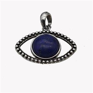 Alloy Eye Pendant Pave Blue Lapis Antique Silver, approx 16mm, 22-35mm