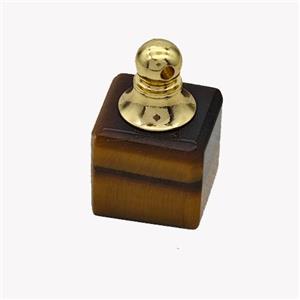 Natural Tiger Eye Stone Perfume Bottle Pendant Cube, approx 12x12mm