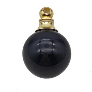 Natural Black Obsidian Perfume Bottle Pendant Sphere, approx 16mm