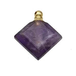 Natural Purple Amethyst Perfume Bottle Pendant Square, approx 27mm