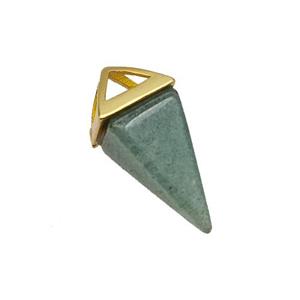 Natural Green Aventurine Pendulum Copper Gold Plated, approx 9-18mm