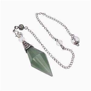 Green Aventurine Pendulum Pendant With Chain, approx 16-50mm, 8mm, 20cm length