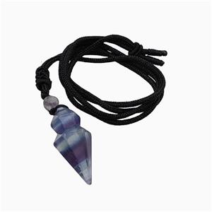 Fluorite Pendulum Necklace Black Nylon Cord, approx 16-35mm, 2mm