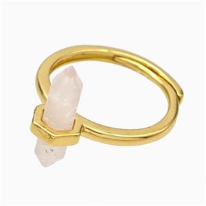 Gemstone Rings With Rose Quartz Prism Adjustable Gold Plated, approx 4-17mm, 18mm dia