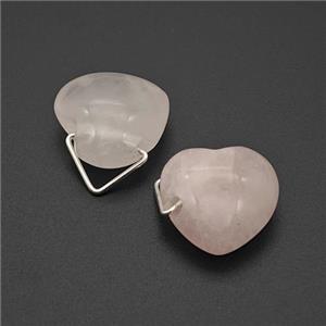 Natural Pink Rose Quartz Heart Pendant, approx 16mm