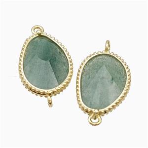 Green Strawberry Quartz Teardrop Connector Gold Plated, approx 14.5-20mm