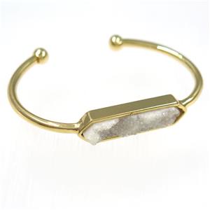 white ab color druzy agate bangle, copper, gold plated, approx 40-60mm