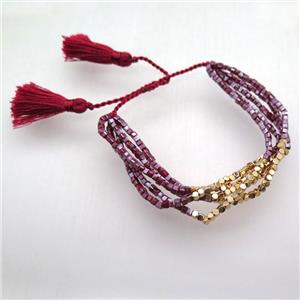 handmade resizable bracelet with crystal glass beads, approx 2.5mm