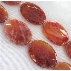 ruby fire agate beads, faceted oval, approx 15x30mm