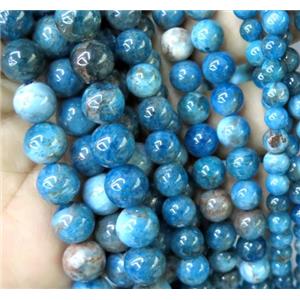 round Apatite Beads, blue, approx 8mm dia