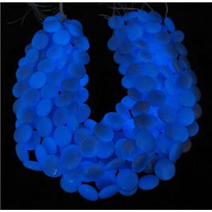 blue GlowStone beads, flatround, approx 12mm dia