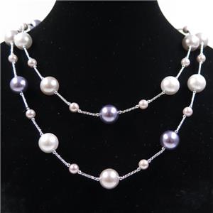 Pearlized Shell necklace, round, approx 6mm, 12mm, 88cm length