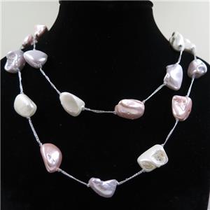 Pearlized Shell necklace, freeform, approx 12-20mm, 88cm length