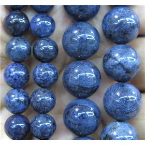 Blue Dumortierite Jasper beads, round, approx 10mm dia, 15.5 inches