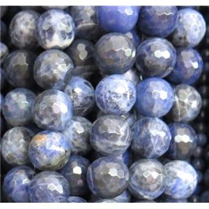 Natural Blue Sodalite Beads Faceted Round, approx 8mm dia, 15.5 inches