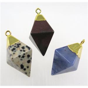 mix gemstone pendant, gold plated, approx 15-25mm