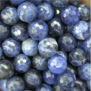 blue Sodalite bead, faceted round, approx 10mm dia